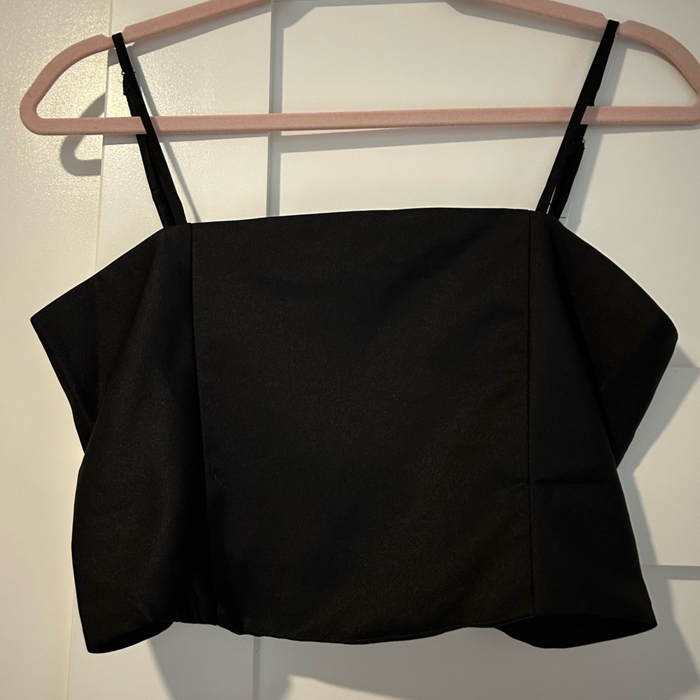 Sans Souci Cropped Camisole with Ruched Back, Black